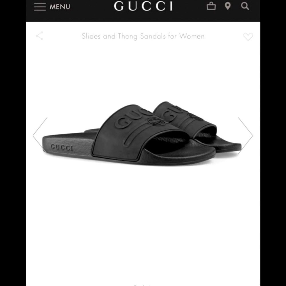 Gucci logo rubber slides black